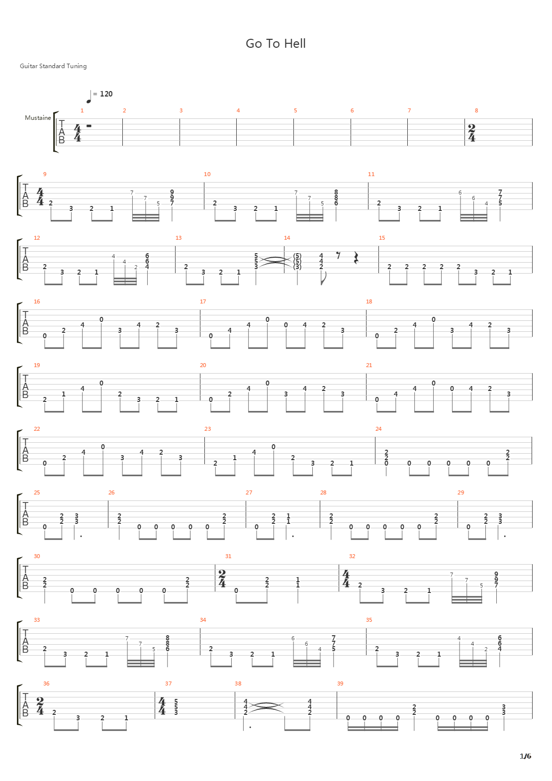 Go To Hell吉他谱