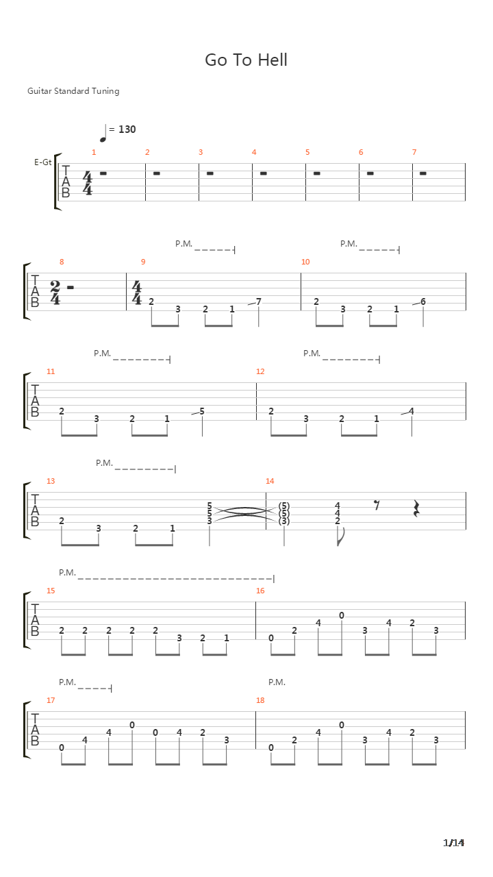 Go To Hell吉他谱