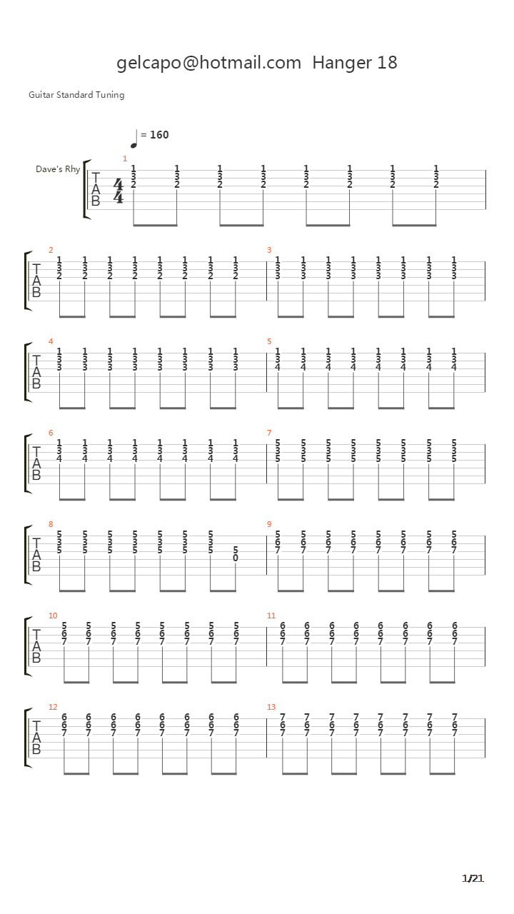 Hangar 18吉他谱