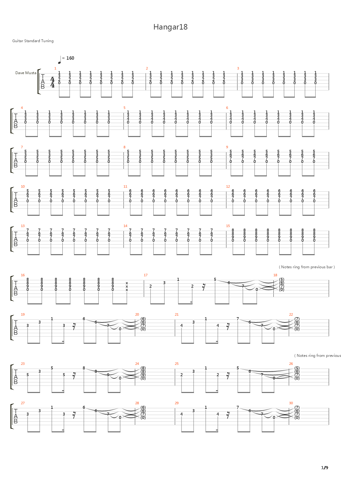 Hangar 18吉他谱