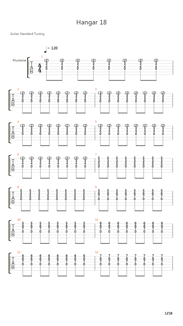 Hangar 18吉他谱