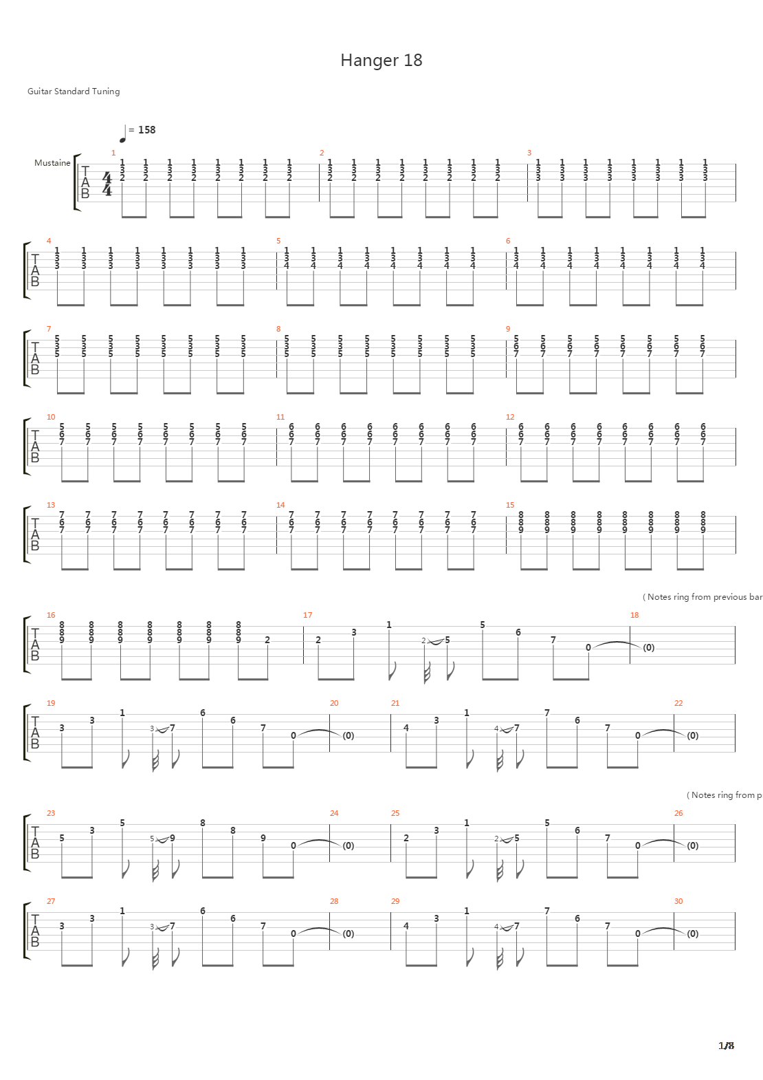 Hangar 18吉他谱