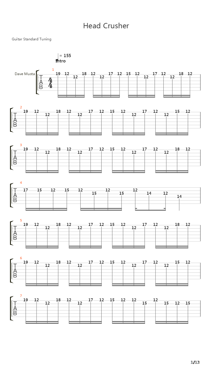 Head Crusher吉他谱