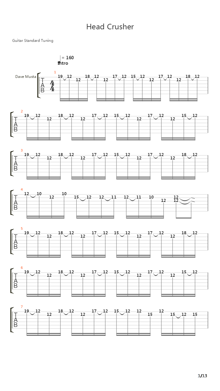 Head Crusher吉他谱