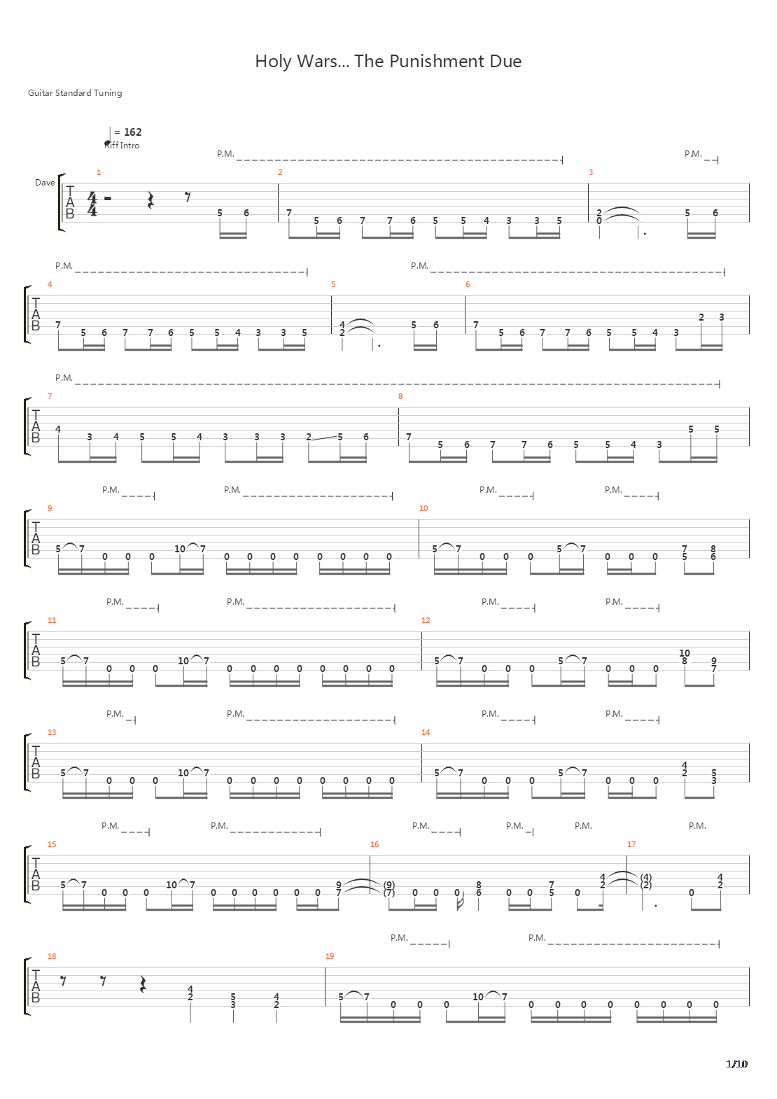 Holy Wars The Punishment Due吉他谱