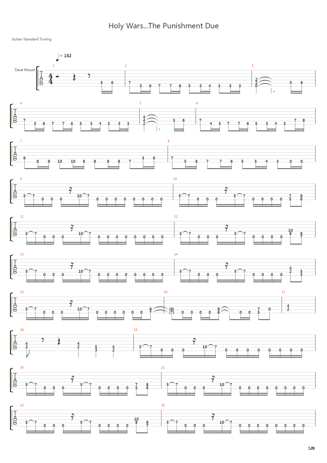 Holy Wars The Punishment Due吉他谱
