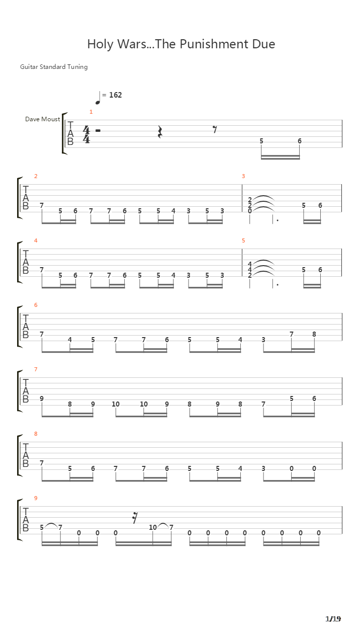 Holy Wars The Punishment Due吉他谱