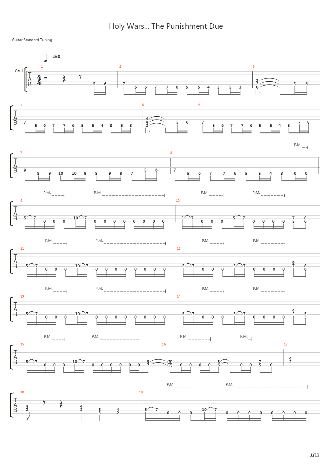 Holy Wars The Punishment Due吉他谱