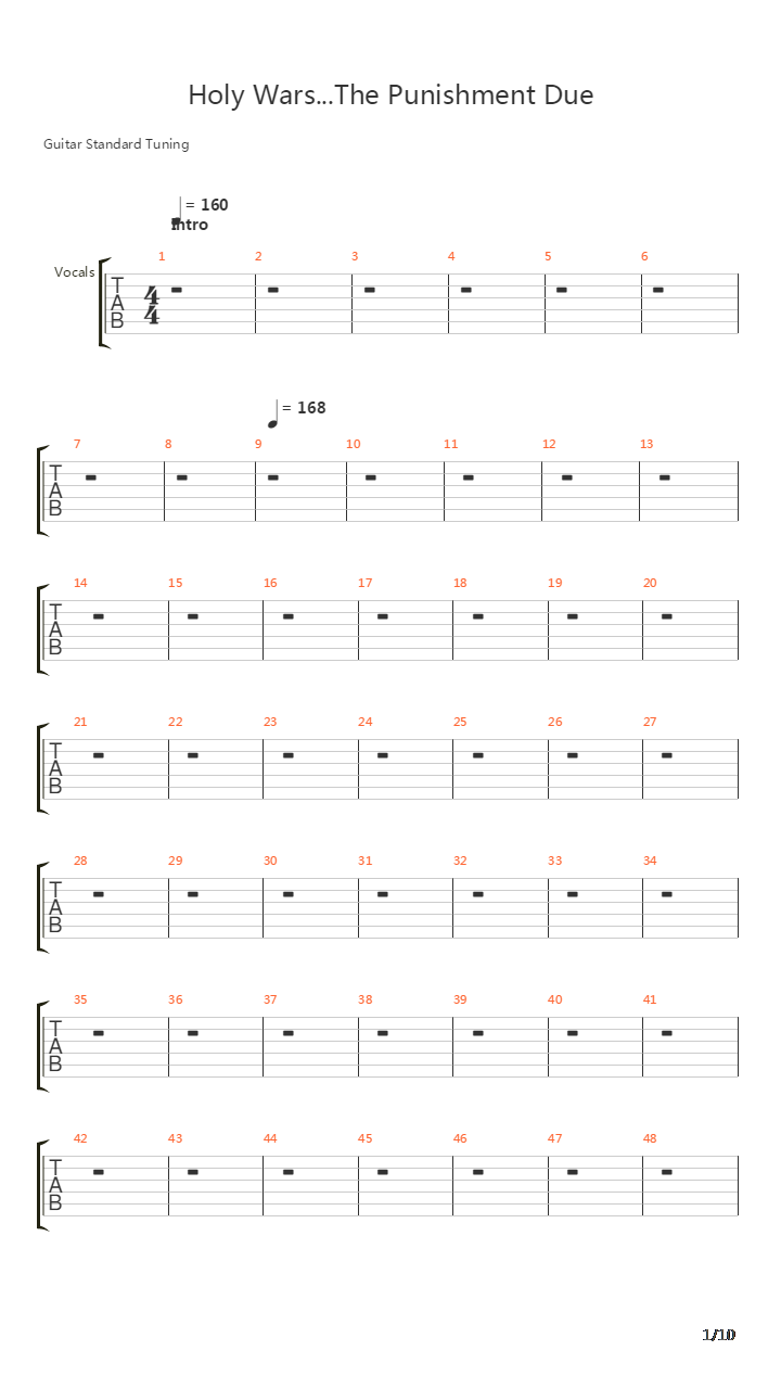 Holy Wars The Punishment Due吉他谱