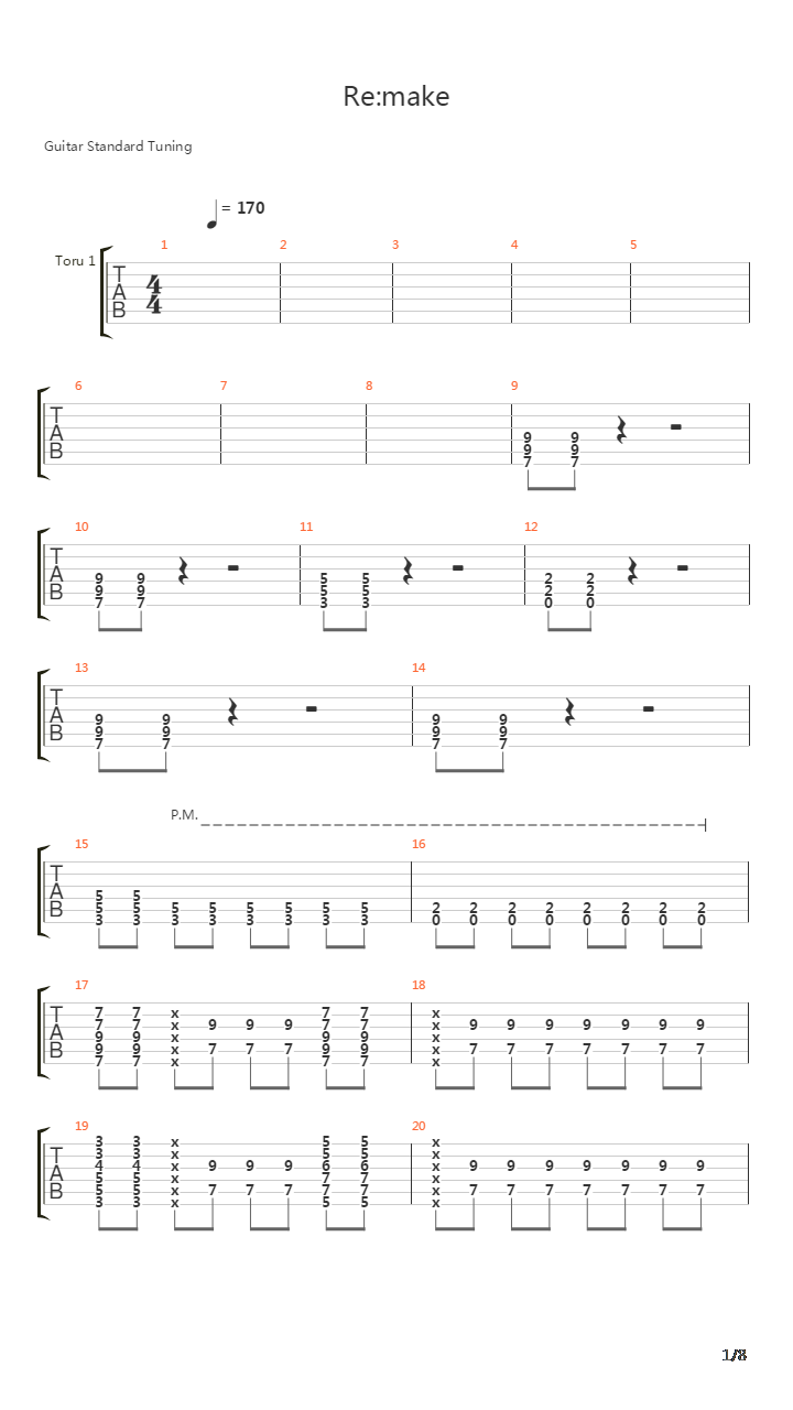 Re:make吉他谱