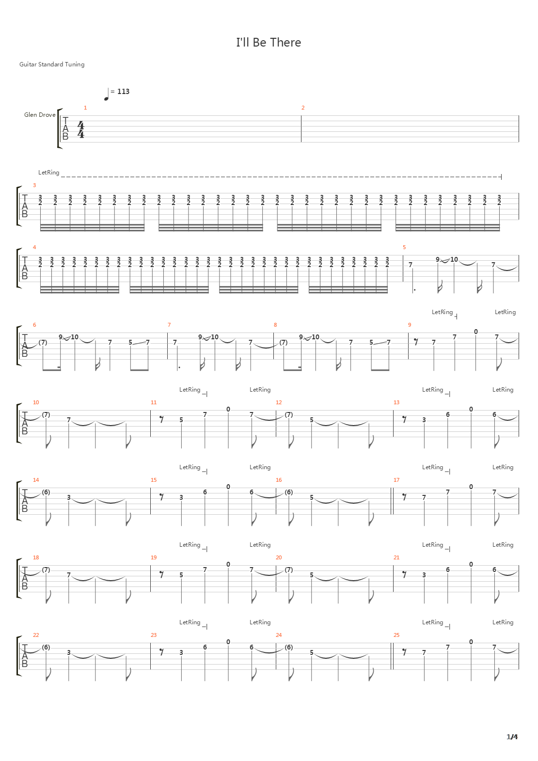 I'll Be There吉他谱