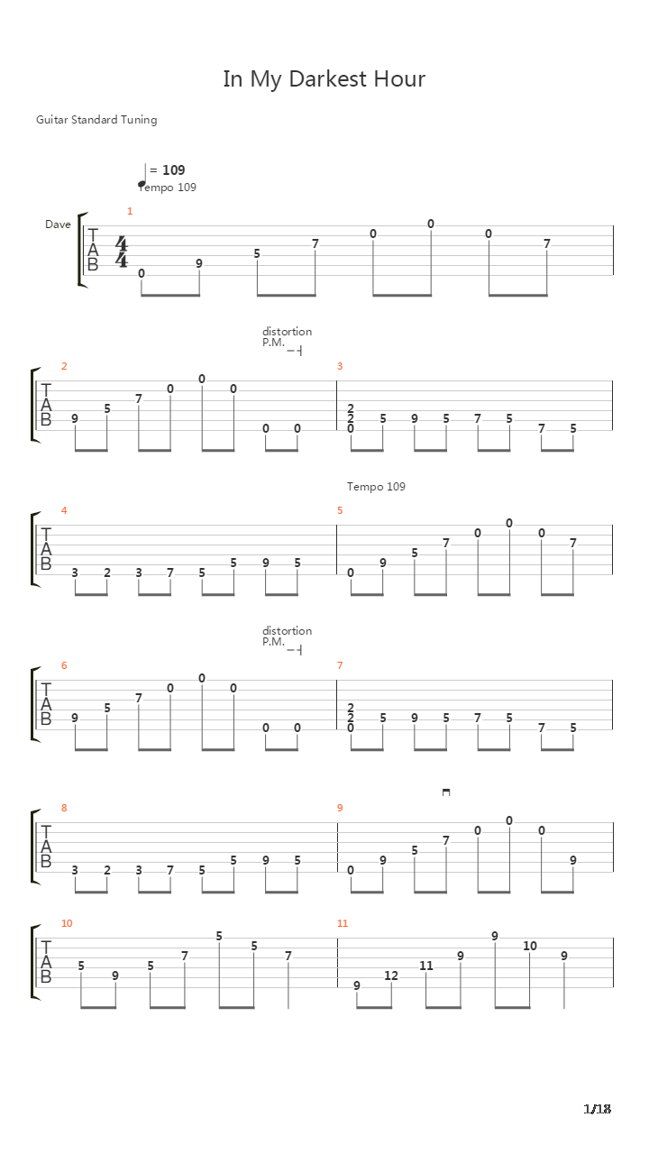 In My Darkest Hour吉他谱