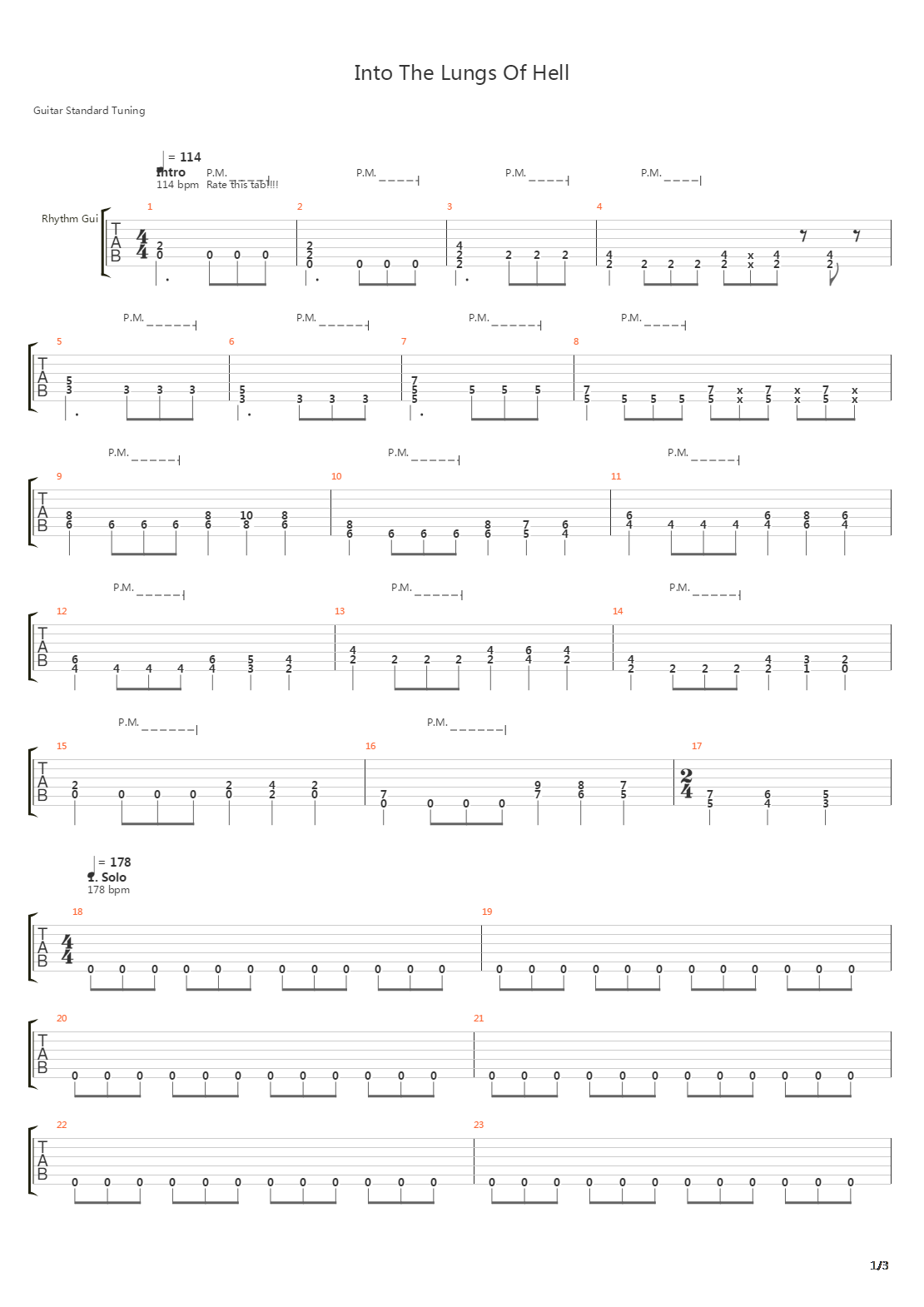 Into The Lungs Of Hell吉他谱