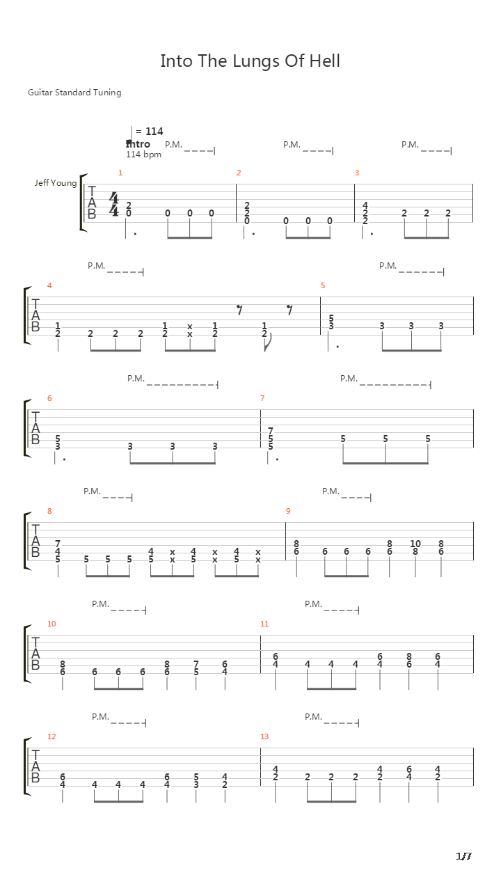 Into The Lungs Of Hell吉他谱