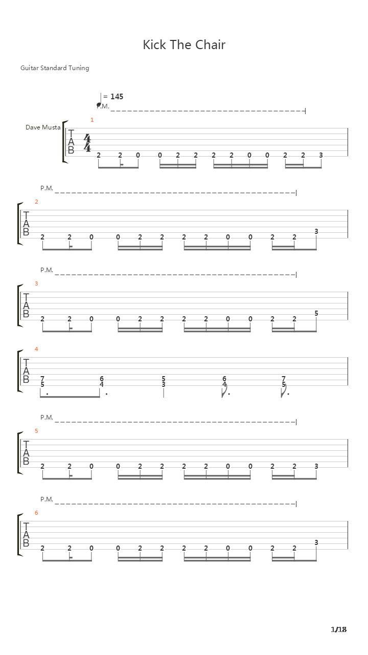 Kick The Chair吉他谱