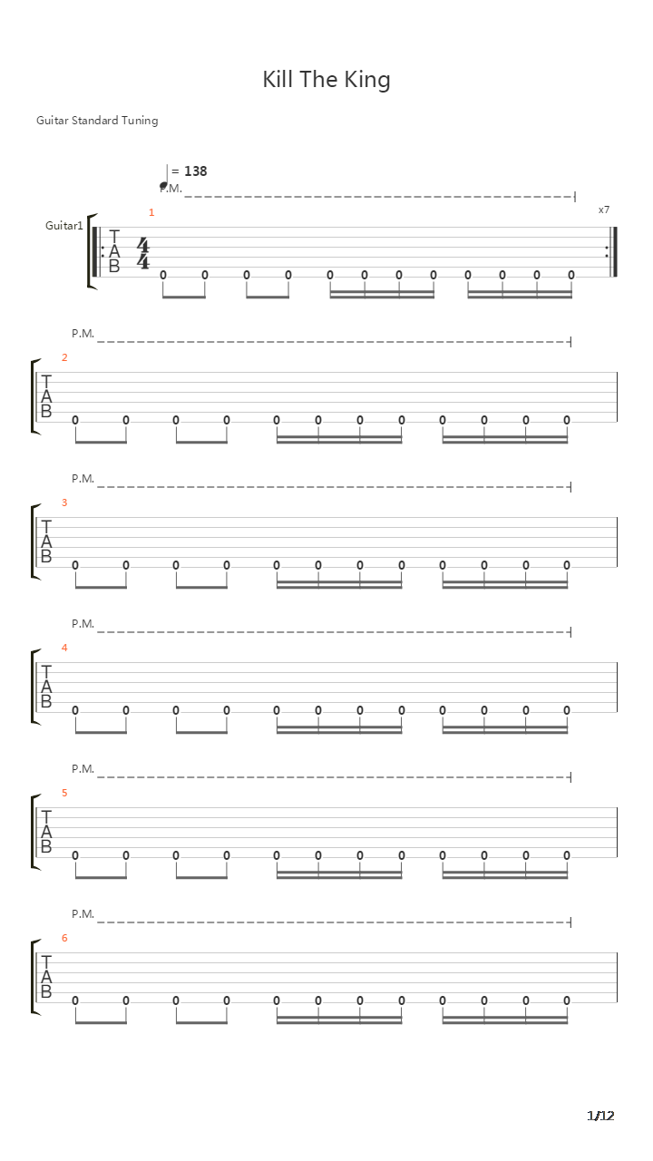 Kill The King吉他谱
