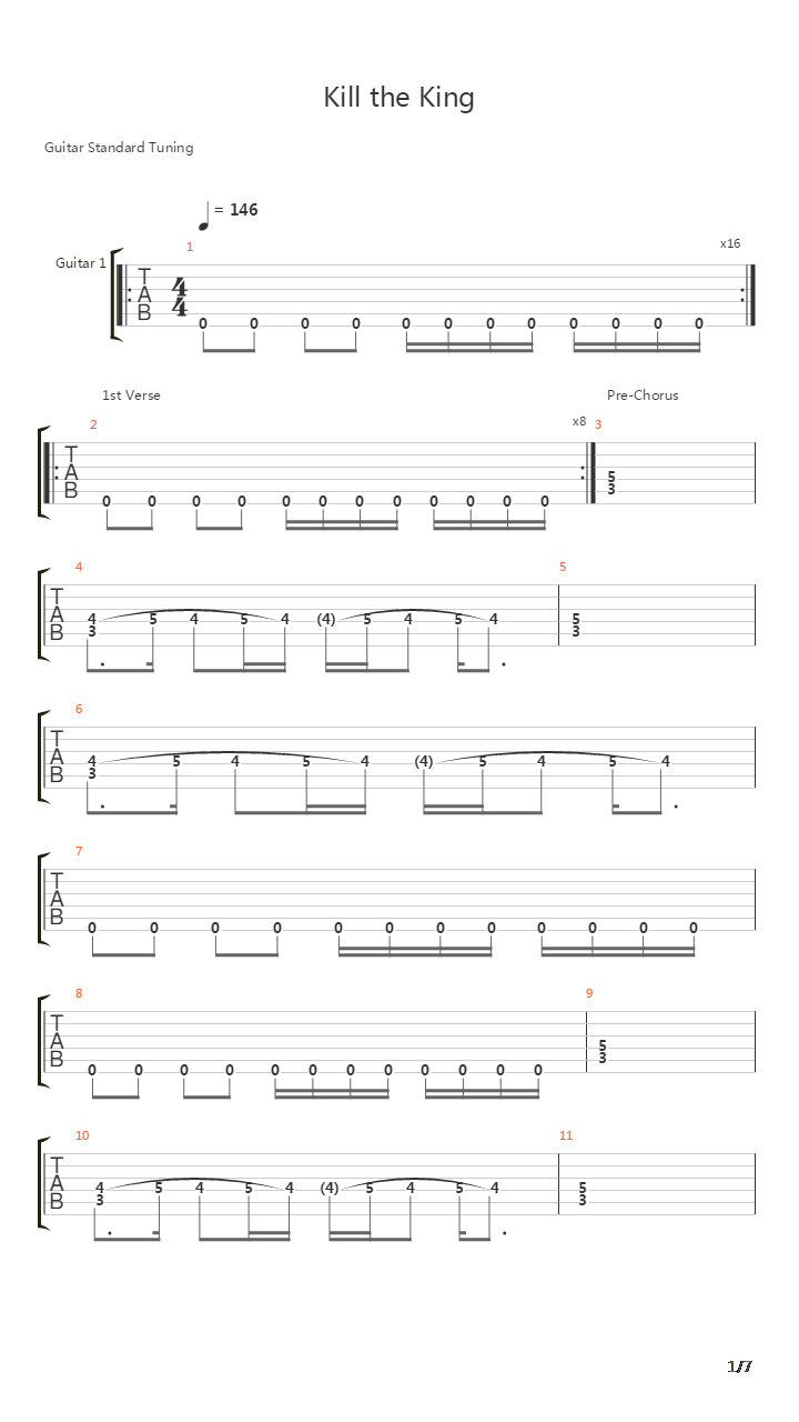 Kill The King吉他谱