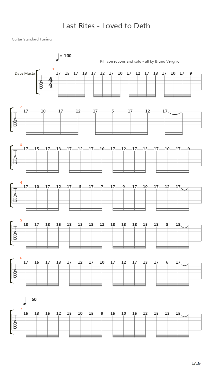 Last Rites - Loved To Death吉他谱