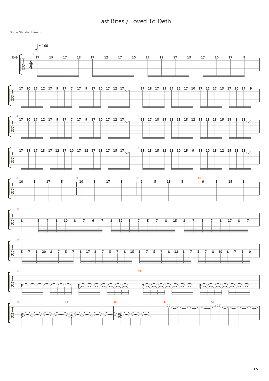 Last Rites Loved To Death吉他谱