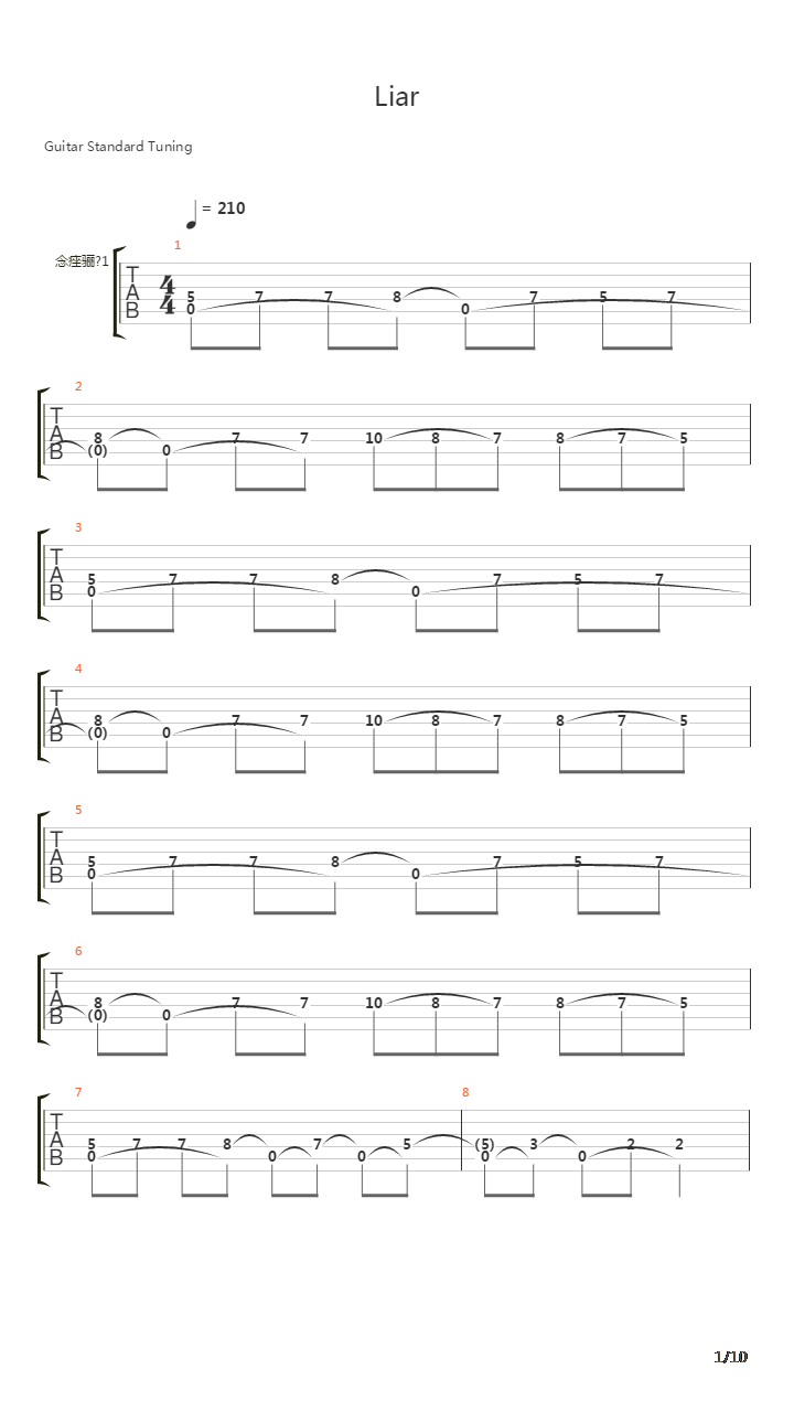 Liar吉他谱