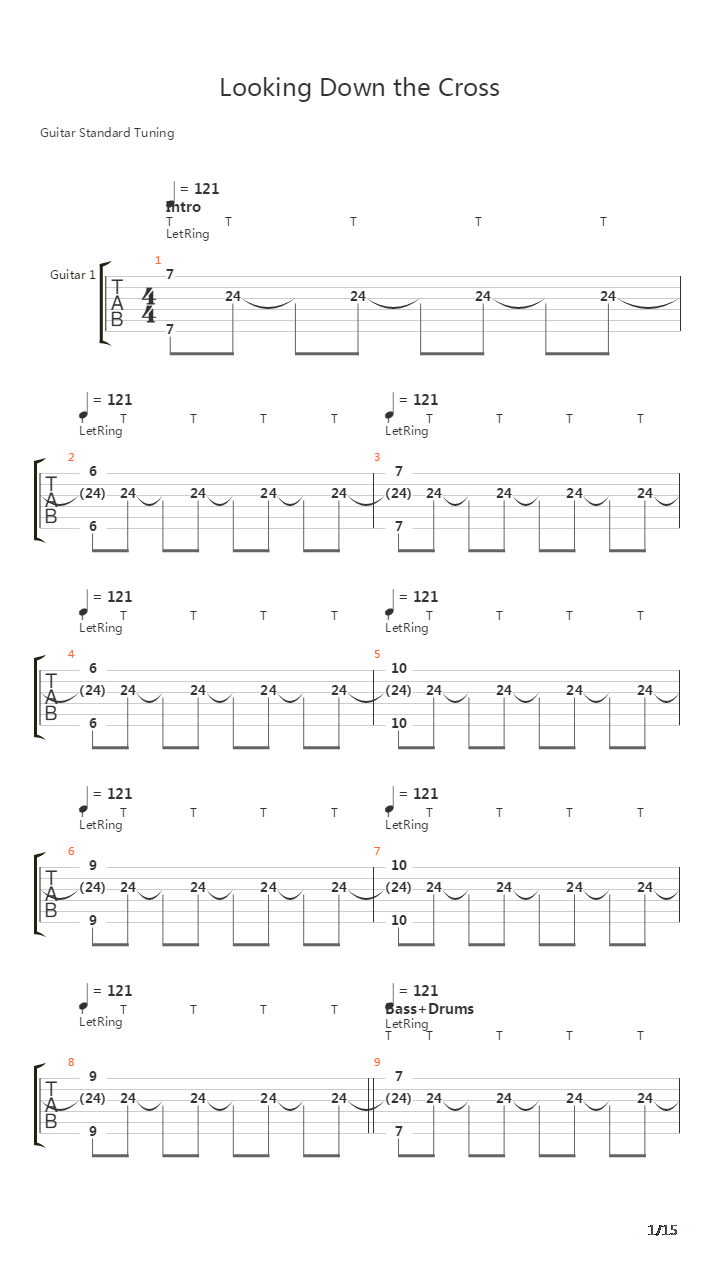 Looking Down The Cross吉他谱