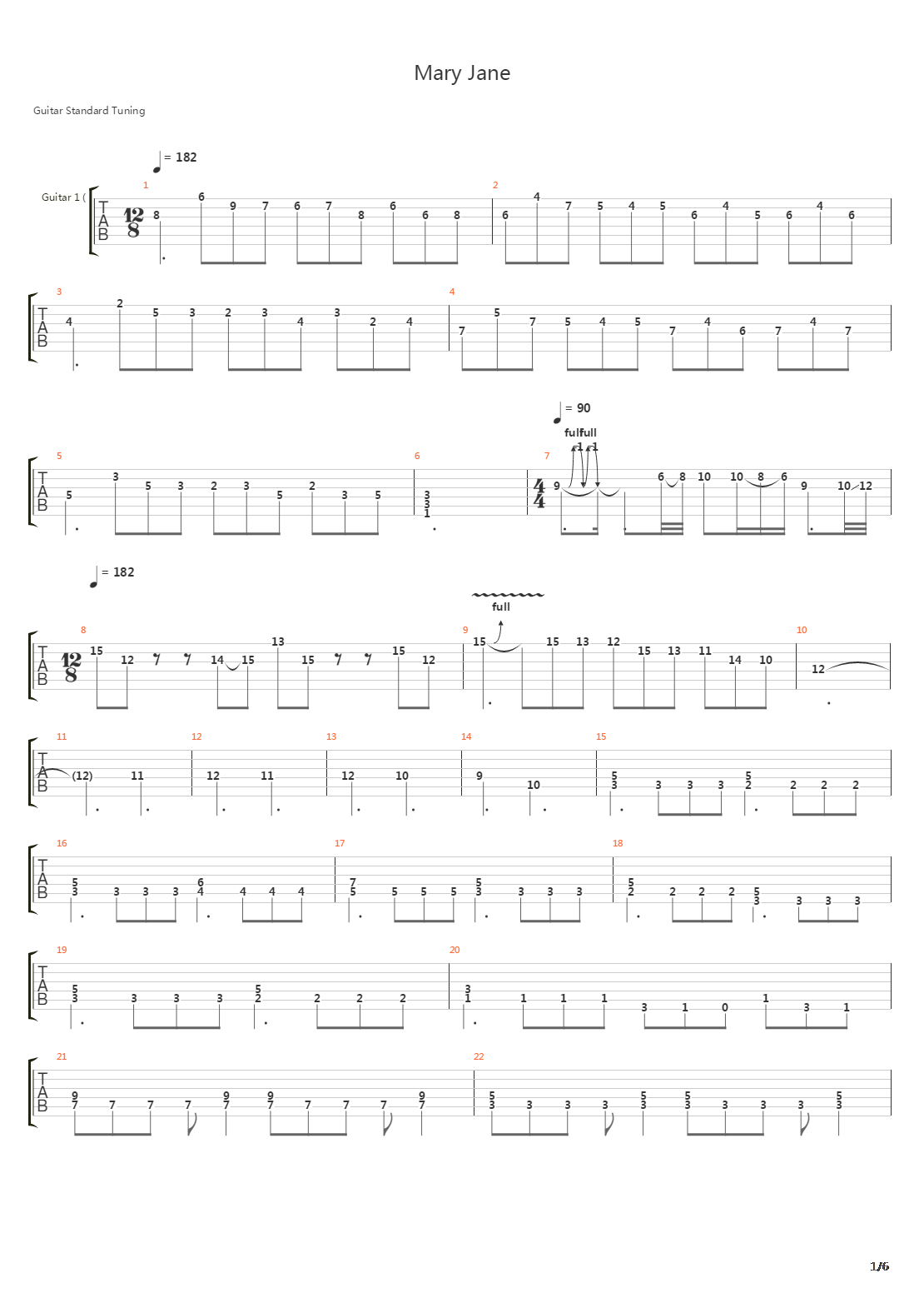 Mary Jane吉他谱