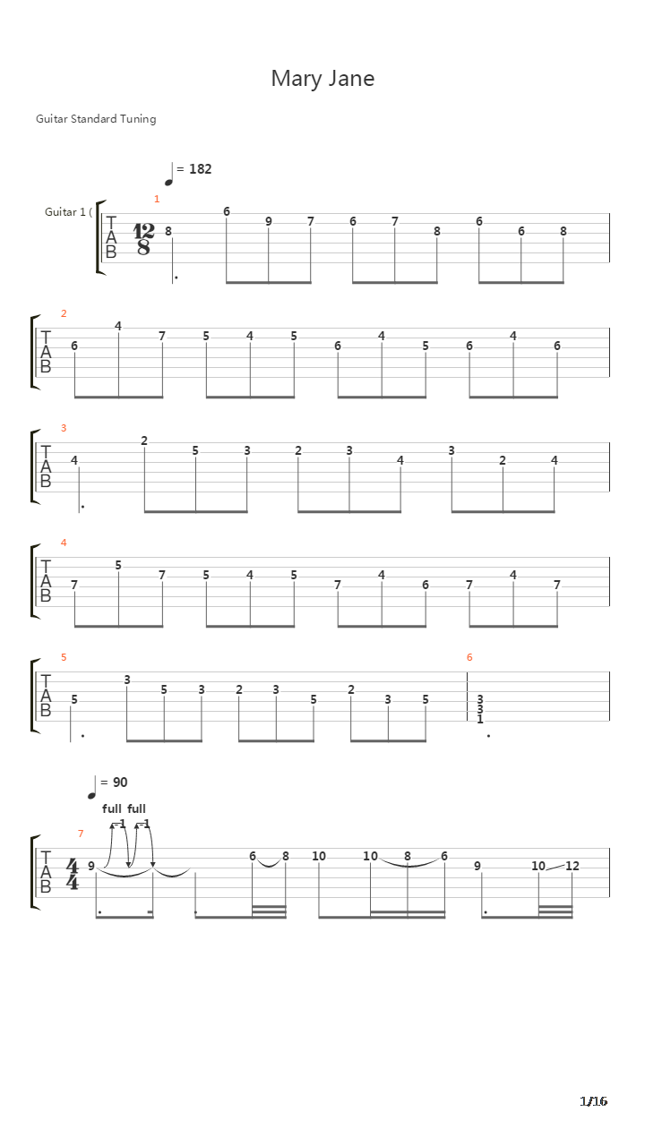Mary Jane吉他谱