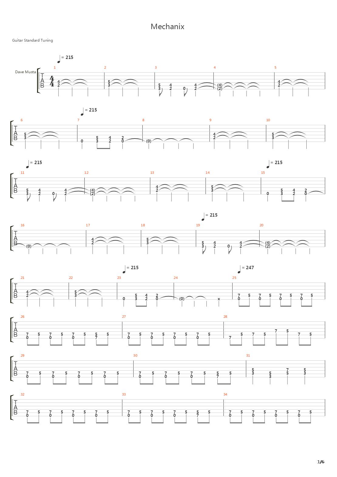 Mechanix吉他谱