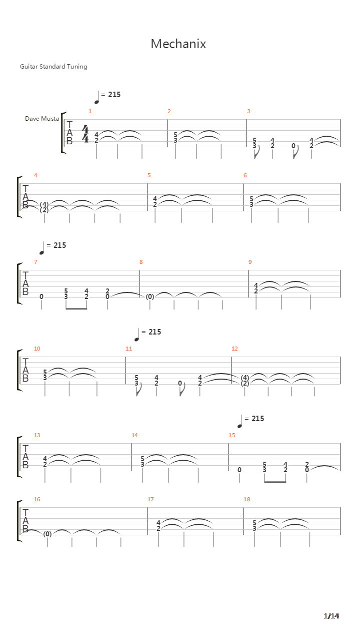 Mechanix吉他谱