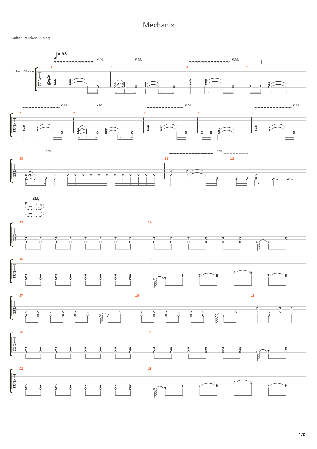 Mechanix吉他谱