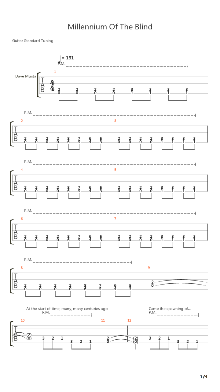 Millennium Of The Blind吉他谱