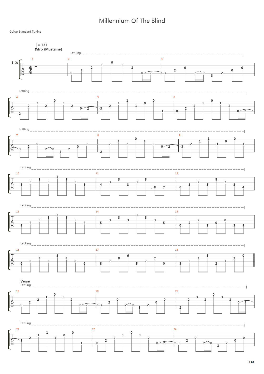 Millennium Of The Blind吉他谱