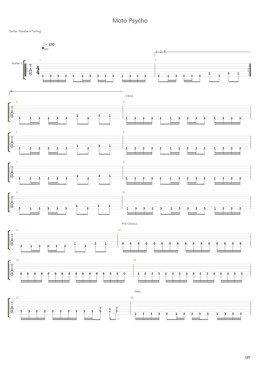 Moto Psycho吉他谱