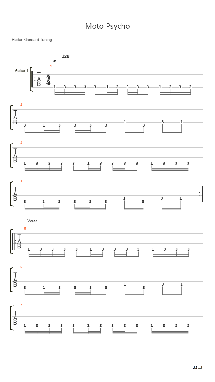 Moto Psycho吉他谱