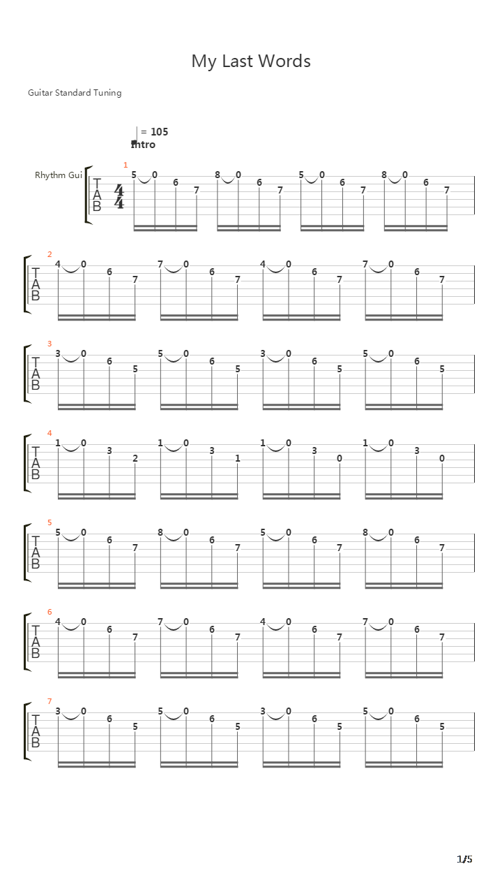 My Last Words吉他谱