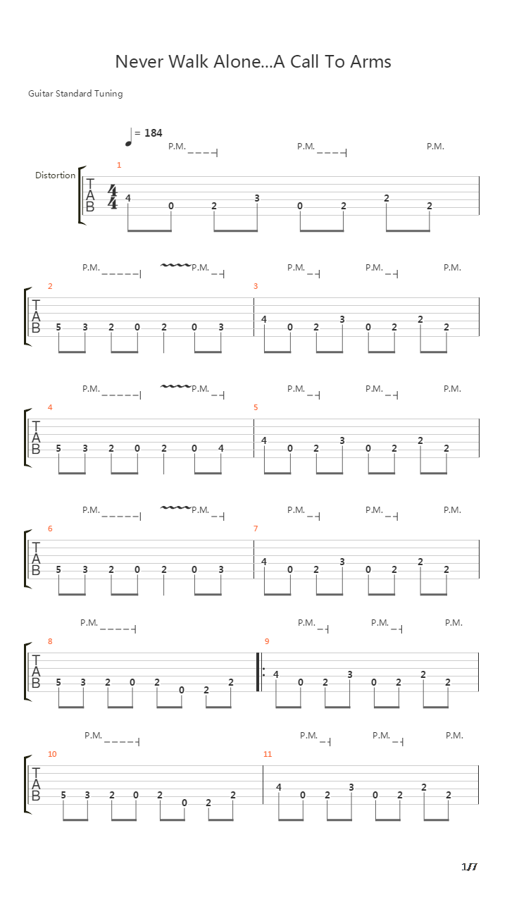 Never Walkalone A Call To Arms吉他谱