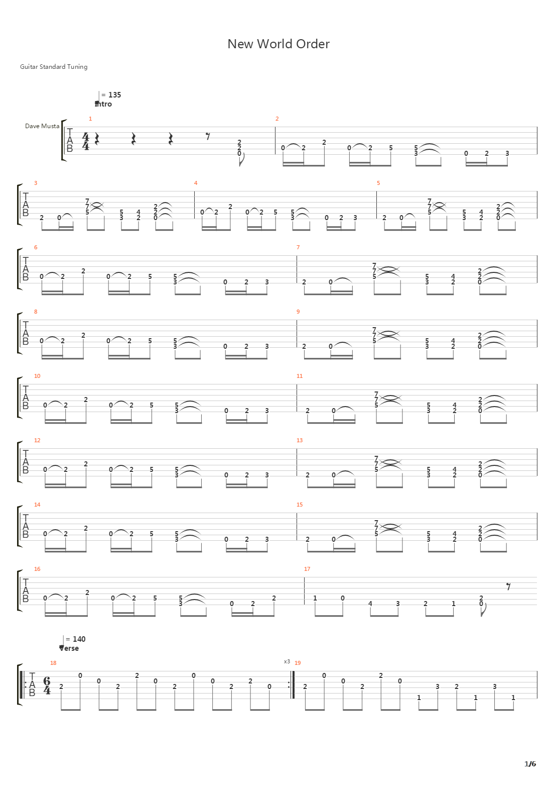 New World Order吉他谱