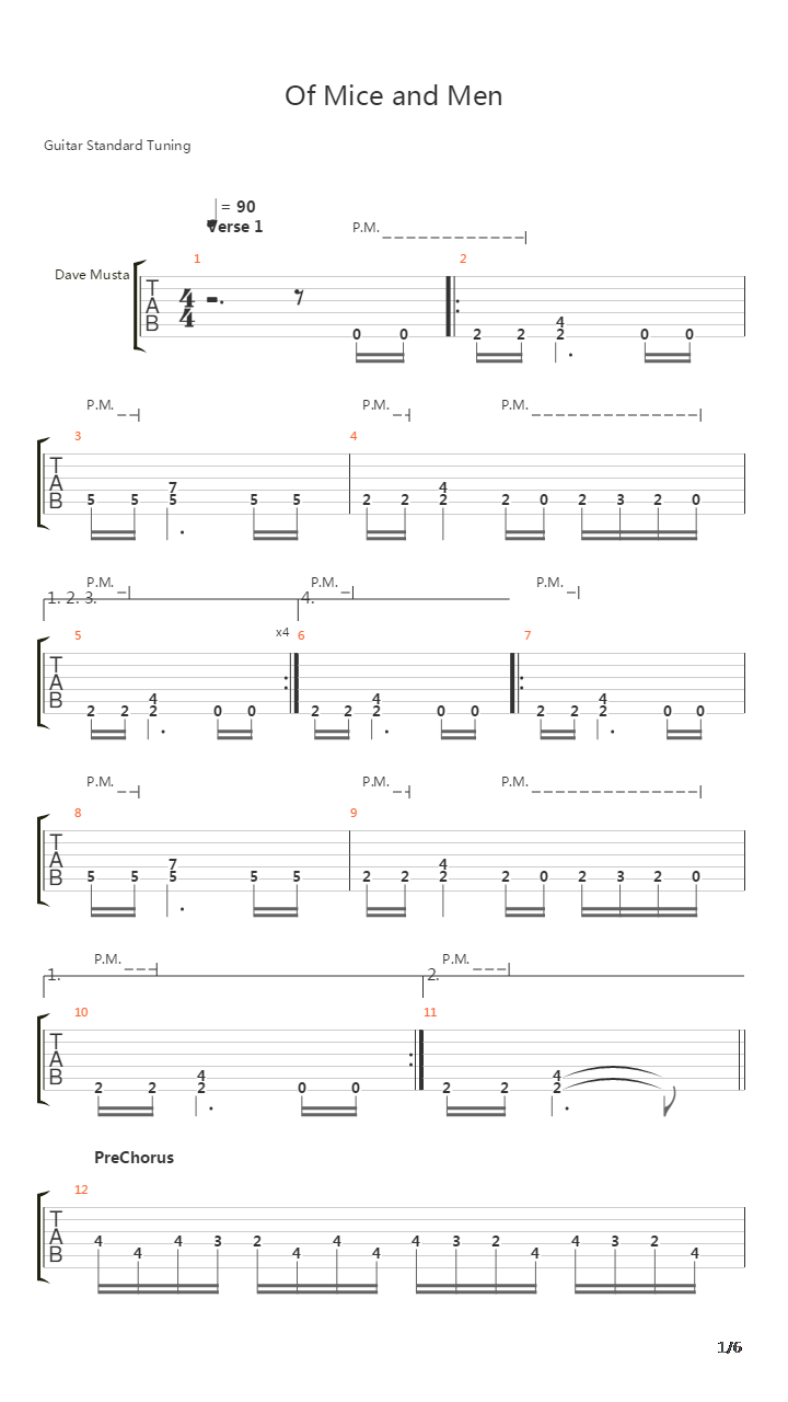 Of Mice And Men吉他谱
