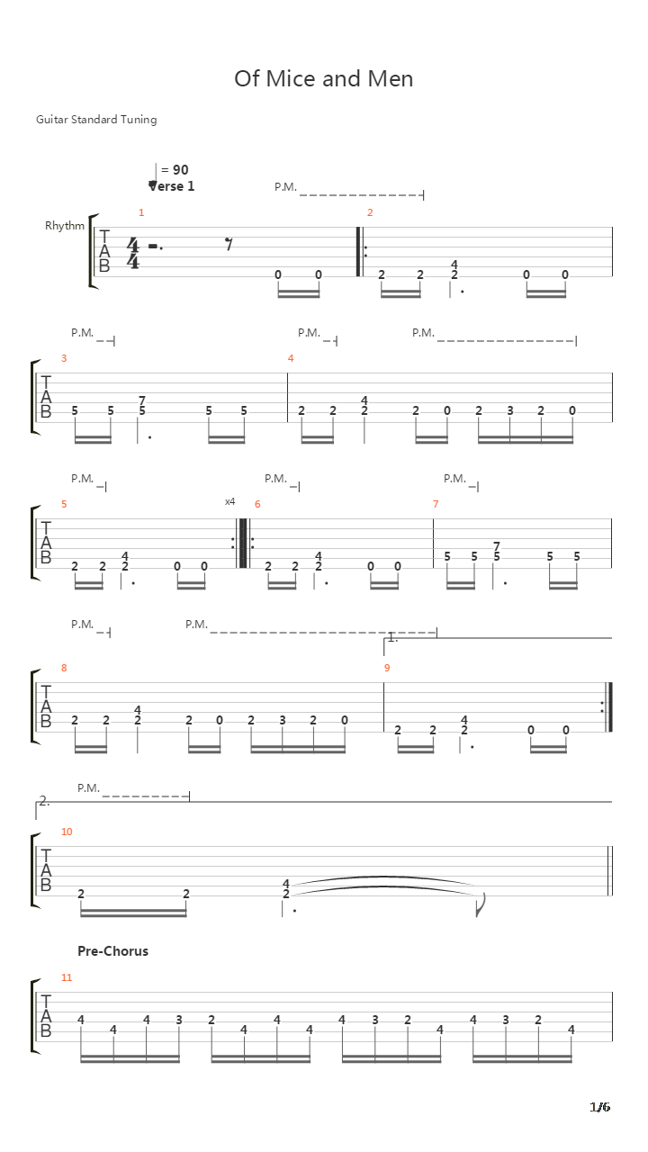 Of Mice And Men吉他谱