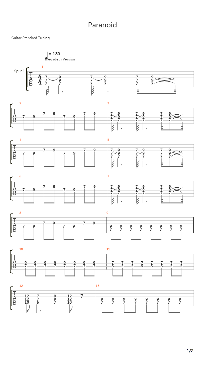Paranoid吉他谱