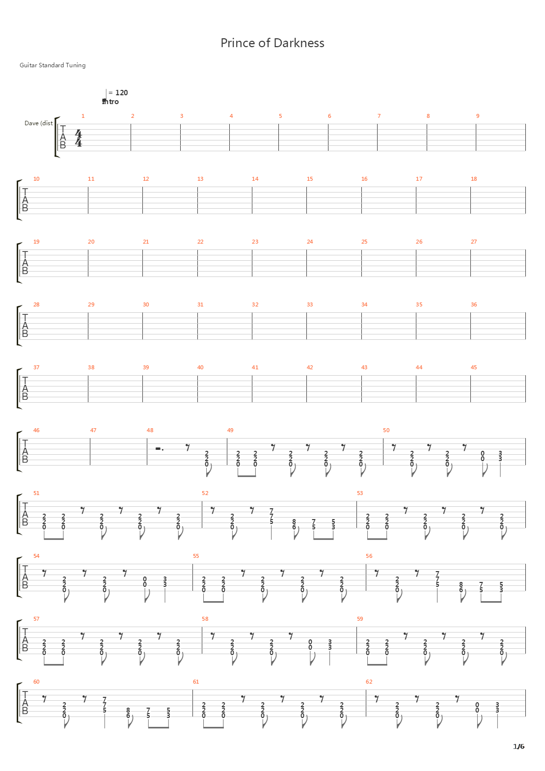 Prince Of Darkness吉他谱