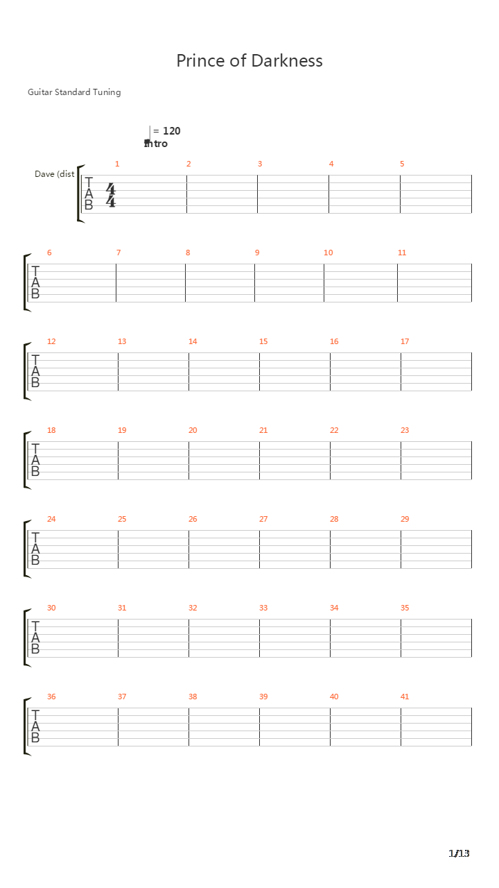 Prince Of Darkness吉他谱