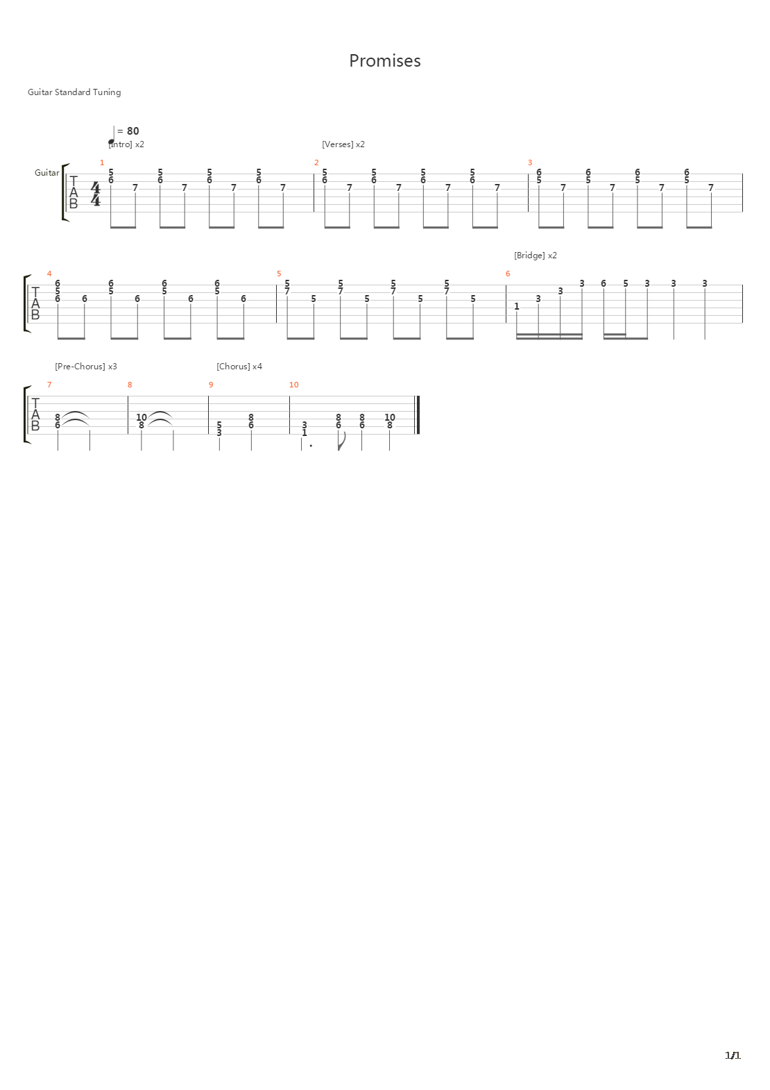 Promises吉他谱