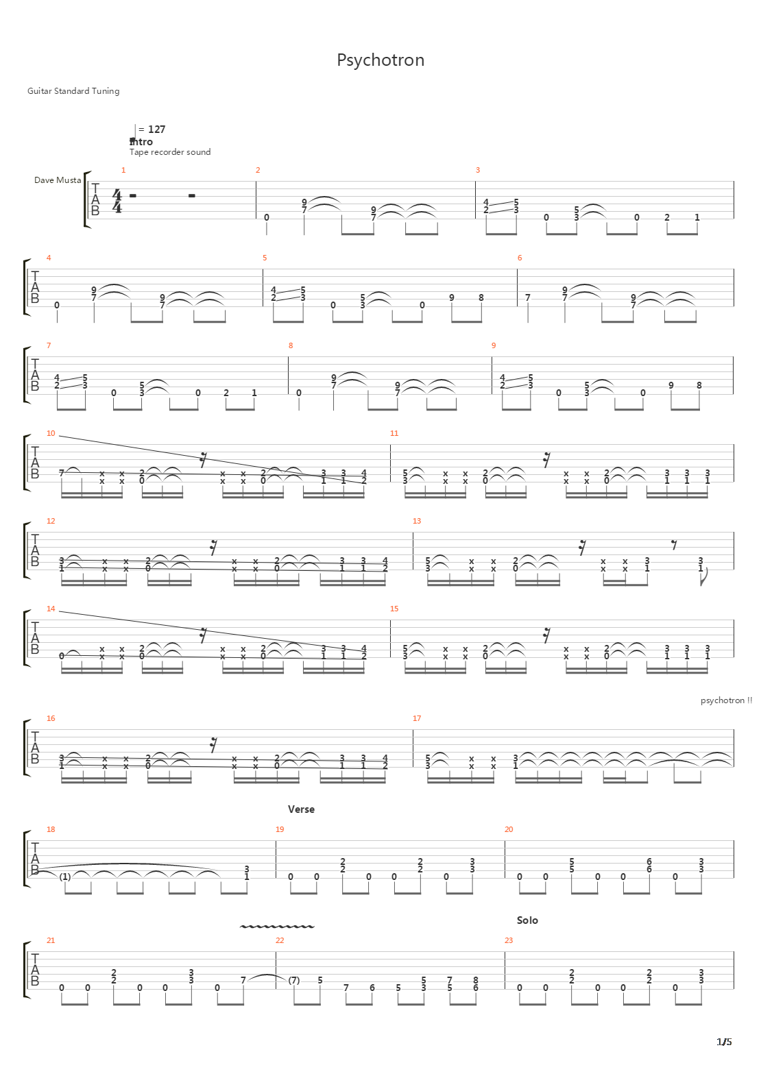 Psychotron吉他谱