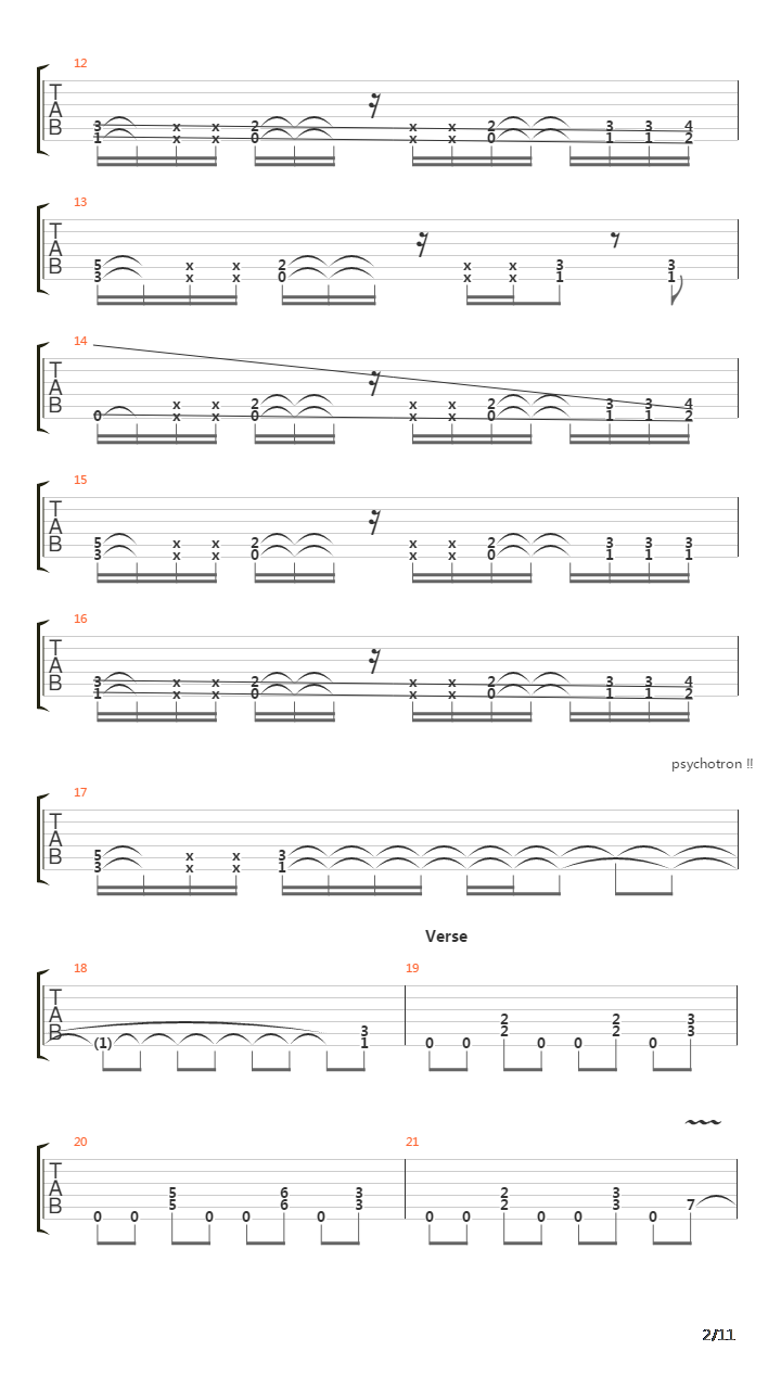 Psychotron吉他谱