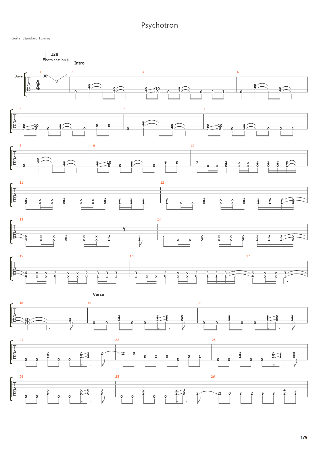 Psychotron吉他谱