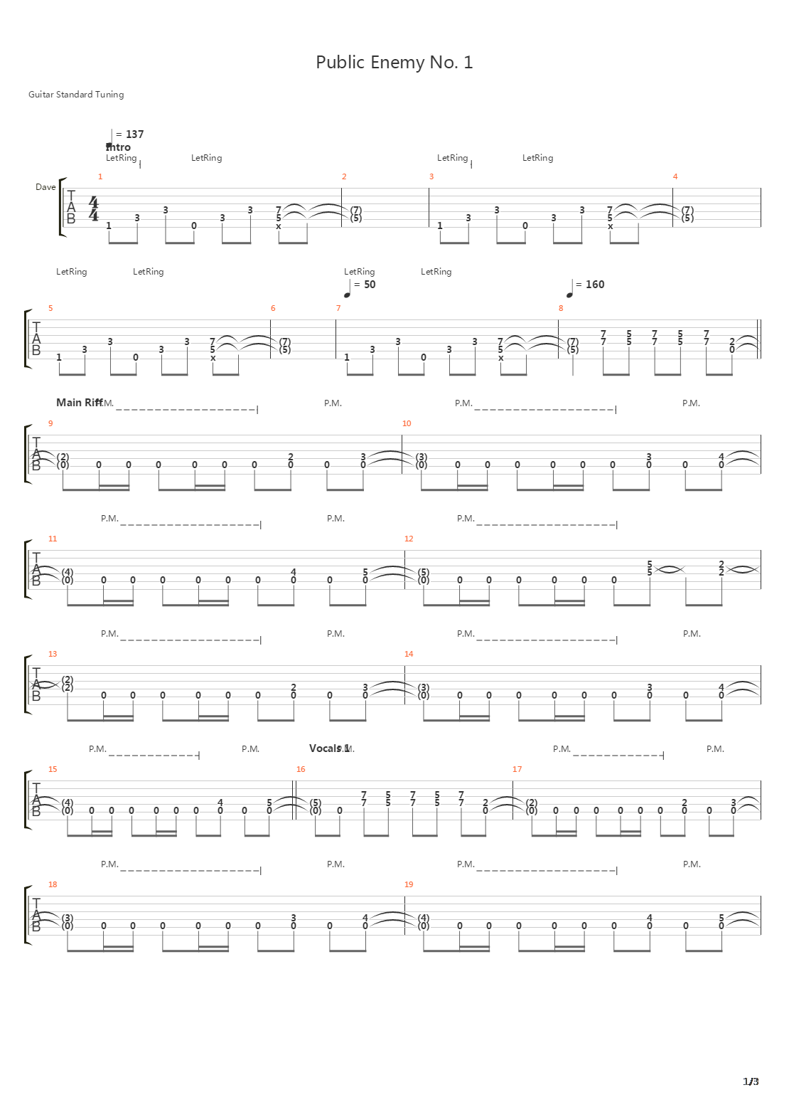 Public Enemy No 1吉他谱