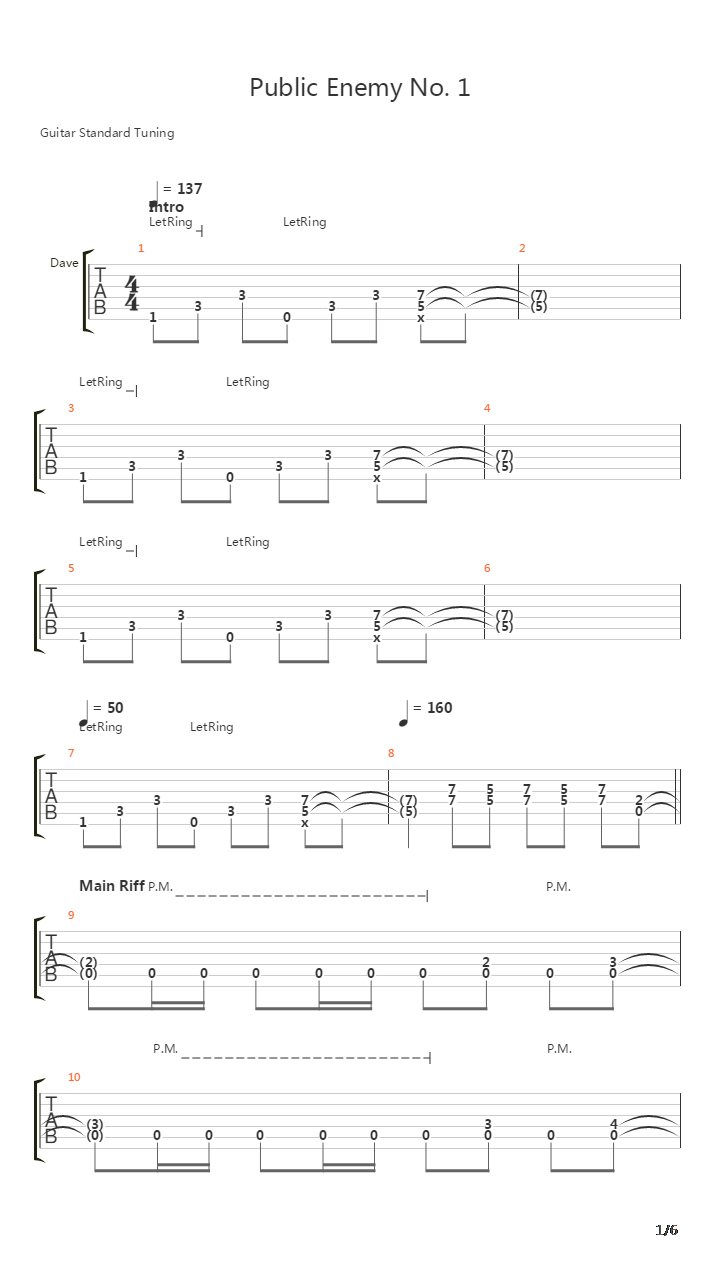 Public Enemy No 1吉他谱