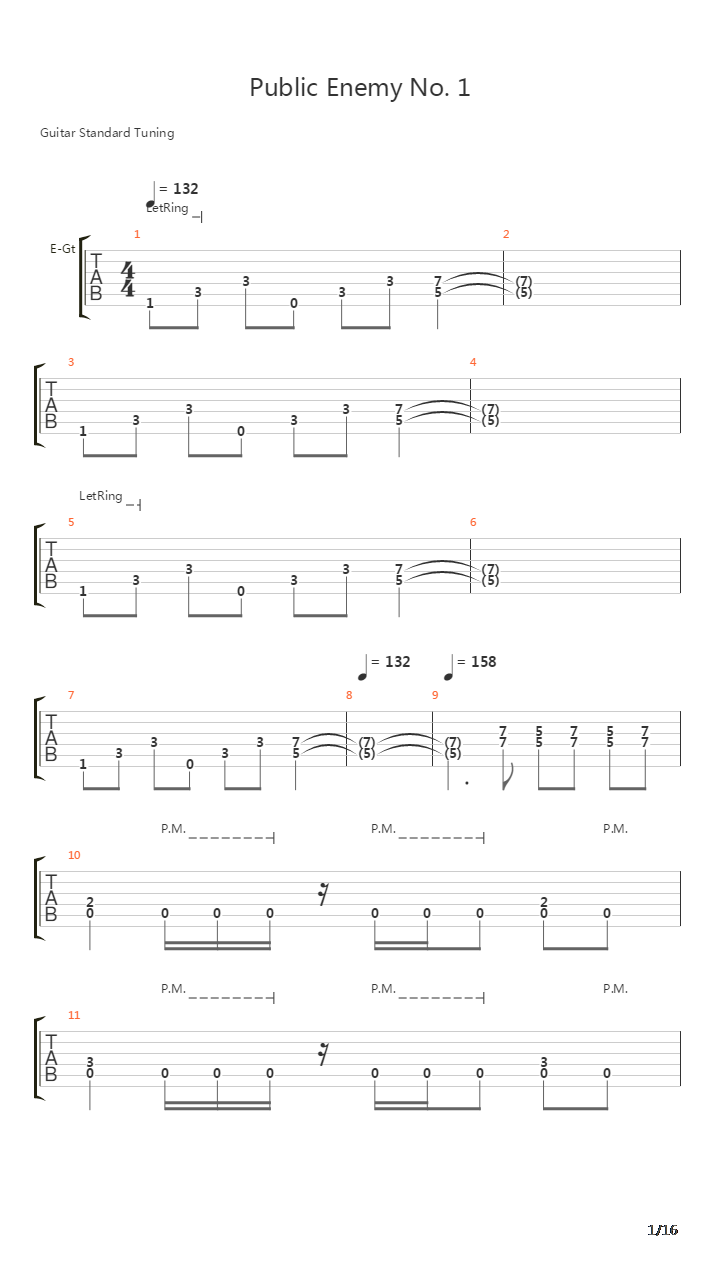 Public Enemy No 1吉他谱