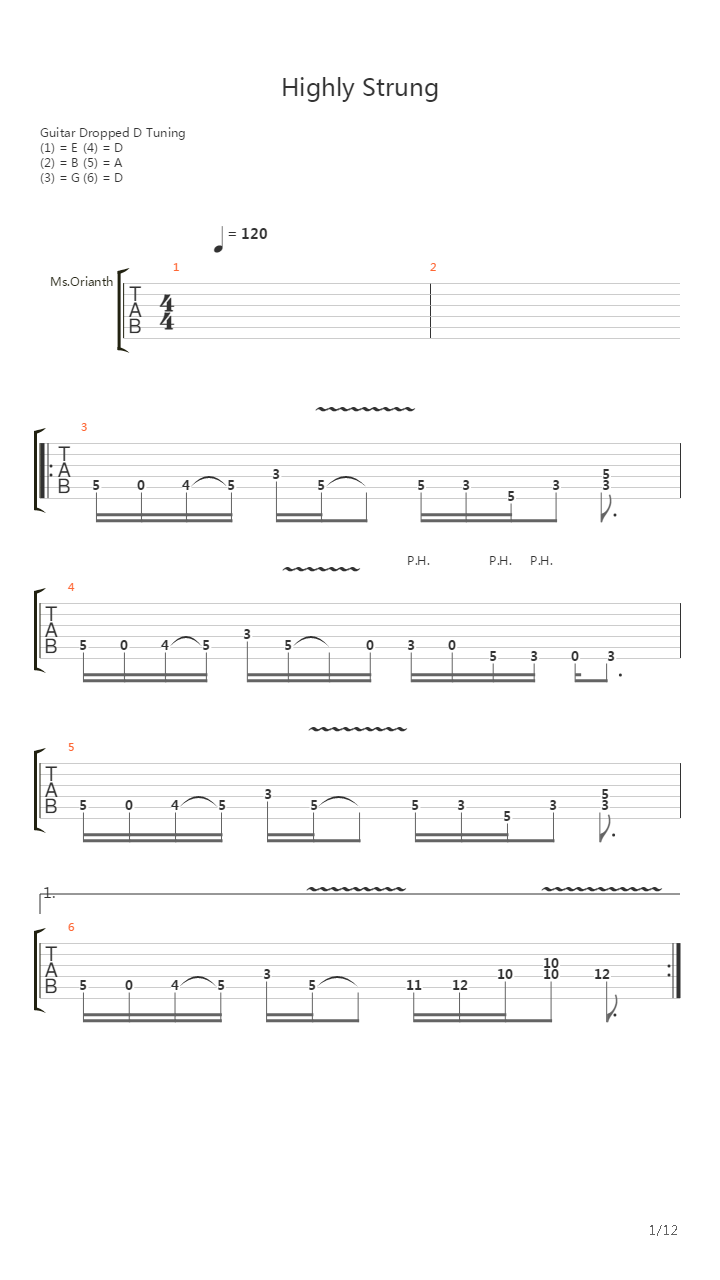 HighlyStrung吉他谱